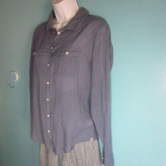 Horny Toad Womens Blue Button Up Shirt Summer Weight Size S Travel Long Sleeve - Picture 5 of 12